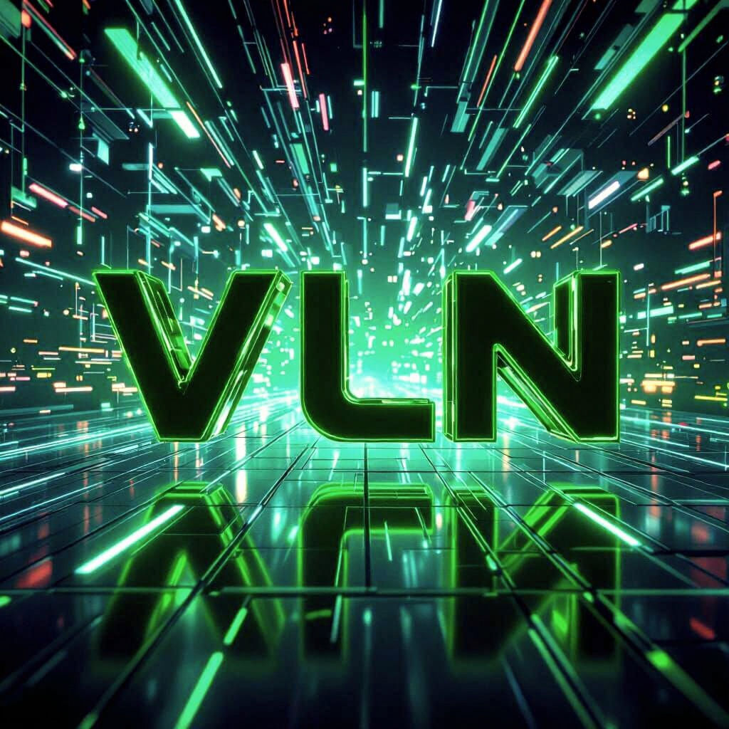 Futuristic VLN Graphic with Glowing Green Accents