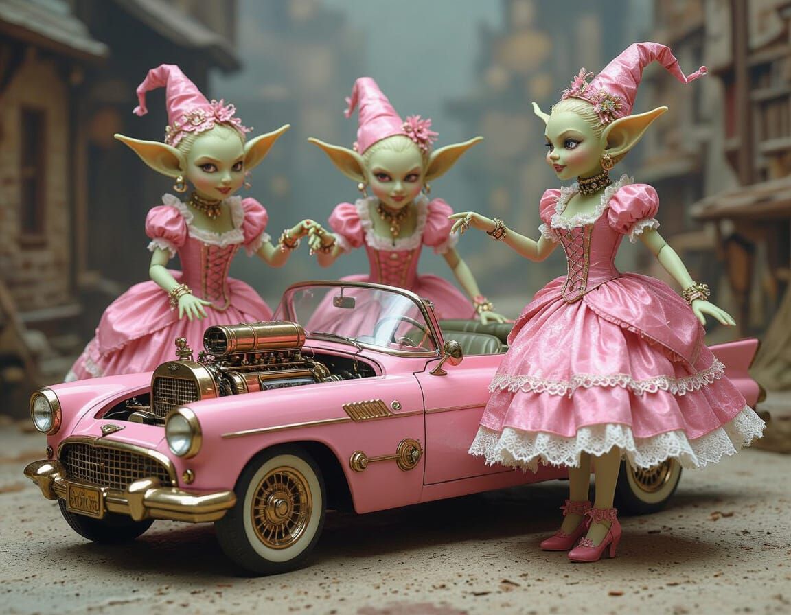Goblins in Victorian Dresses Dance Around Steampunk Barbie C...