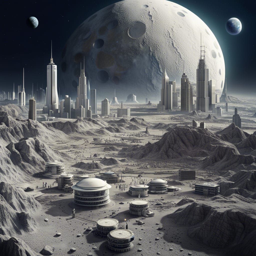 Futuristic Lunar City on the Moon