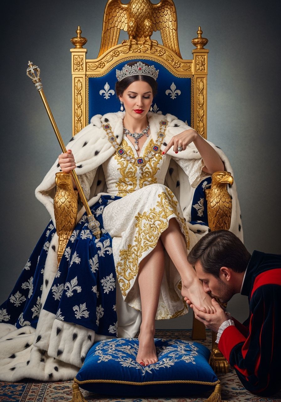 French Empress on Golden Eagle Throne, Professional Photogra...