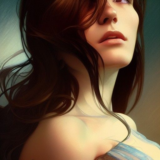 Beautiful Brunette Portrait in Hyperdetailed Digital Art
