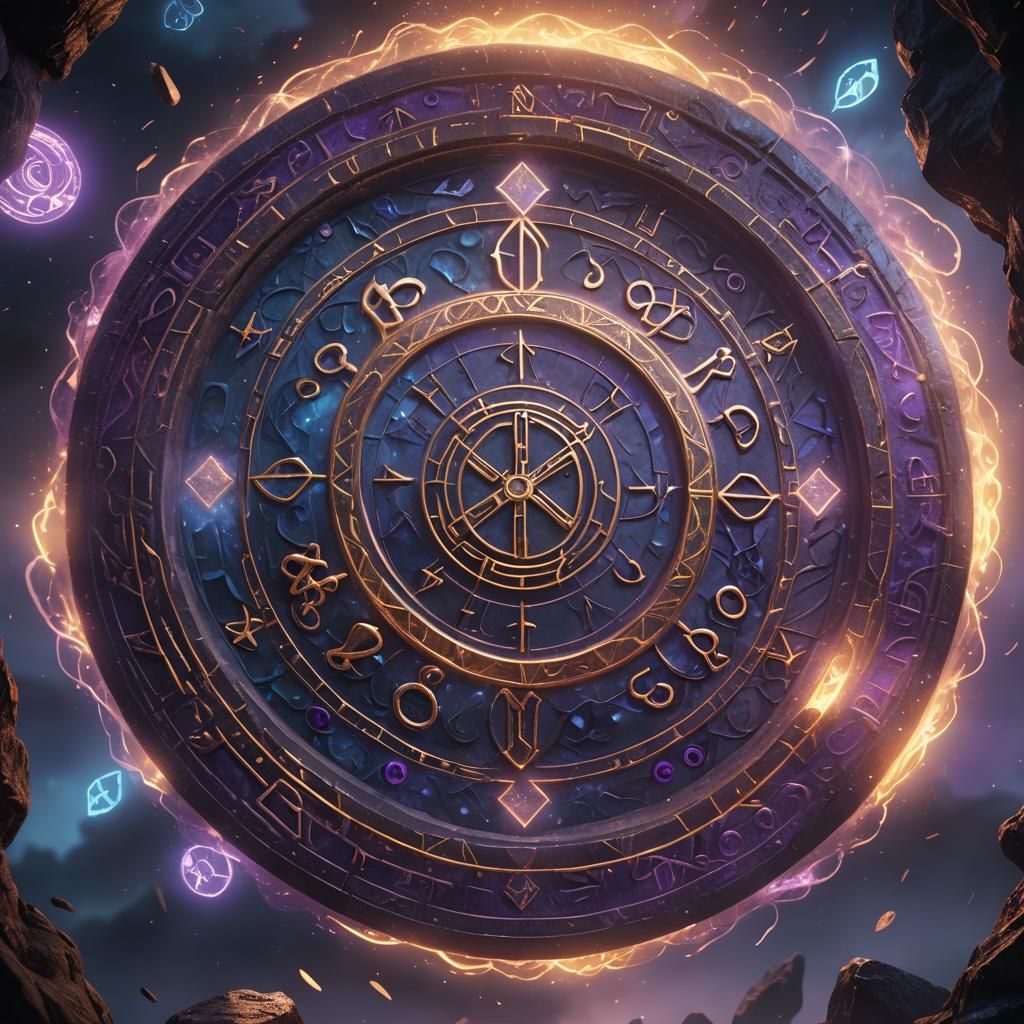 Mystical Void with Glowing Runes in Digital Art