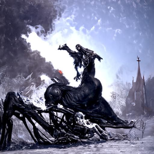 Death on a Black Horse, Gothic Horror Art