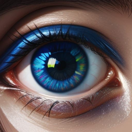 Hyperrealistic Portrait of a Vibrant Blue Eye