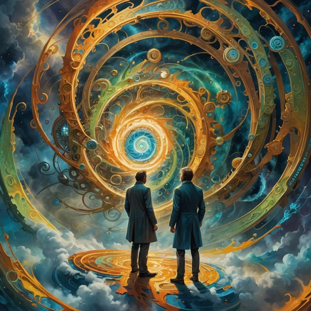 Dr. Monkeyfensmarts and the Time Vortex: Oil Painting