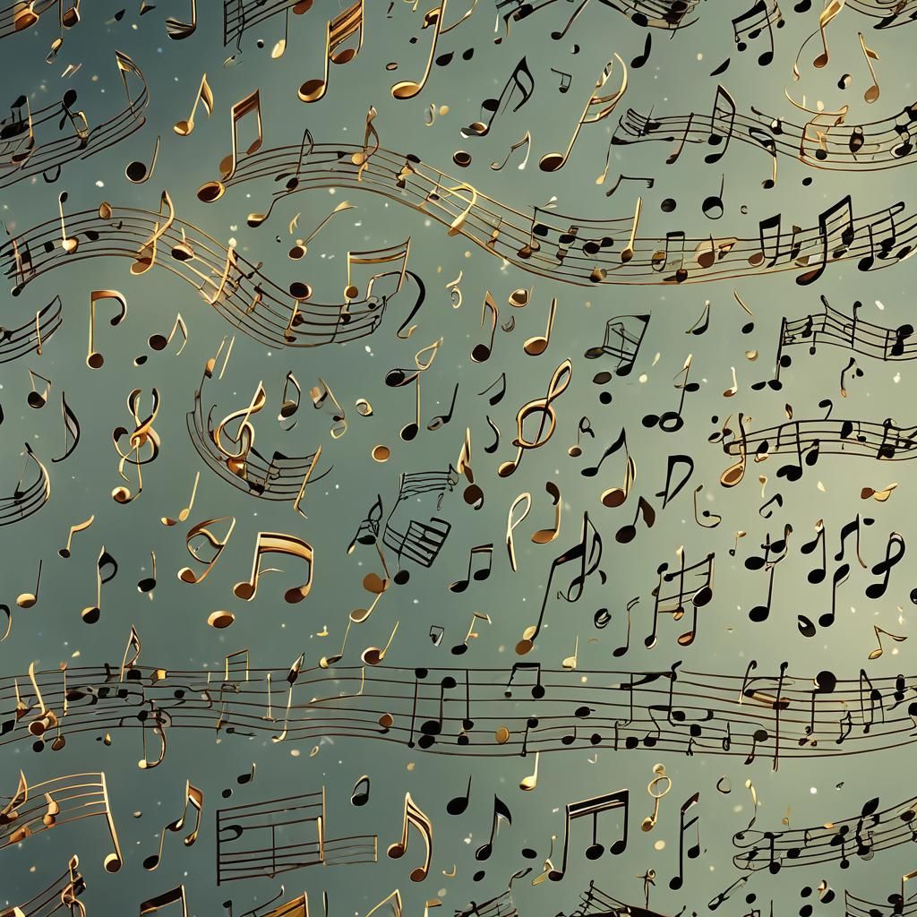 Fantastical Magic Music Notes in Deep Color