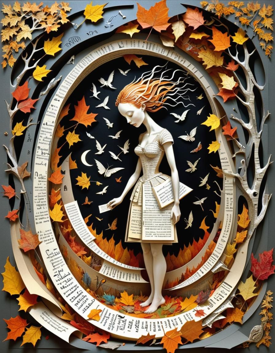 Surreal Autumn Rhythm Collage with LED Lighting