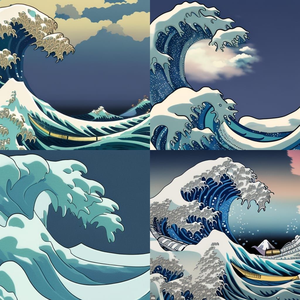 Great Wave in Anime Style, Ghibli Inspired