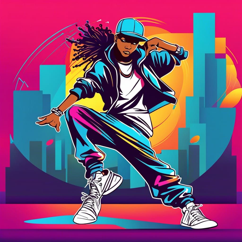 Young Hip Hop Dancer on Stage, Vector Design