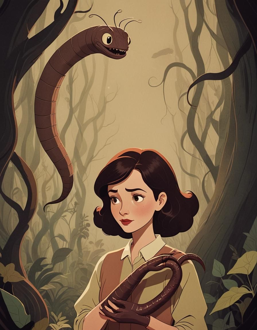 Enchanted Earthworm, Whimsical Disney-Inspired Creature
