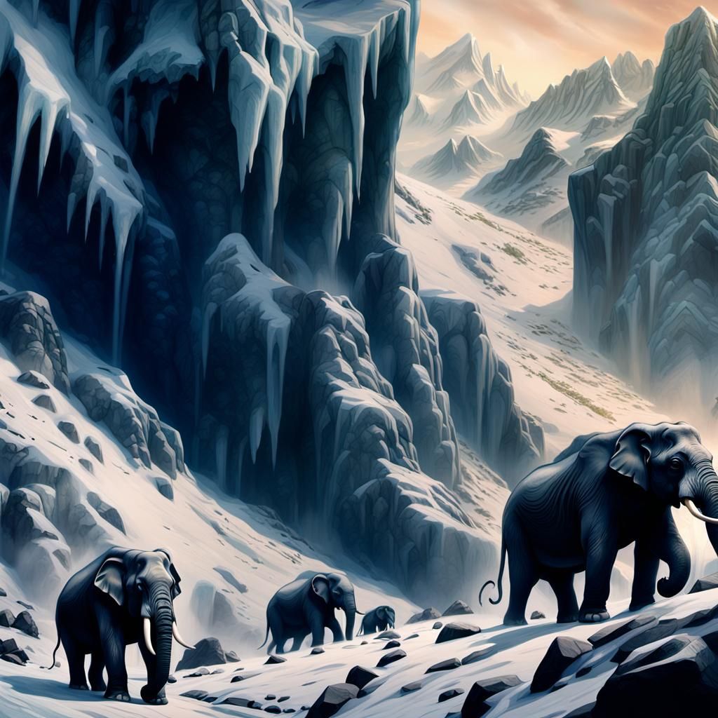 Ice Age Elephants Escape Up Mountain
