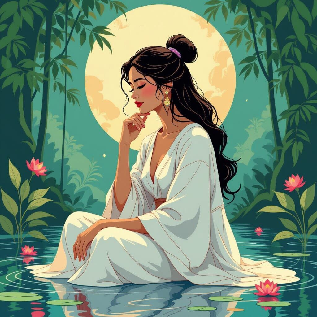 Contemplative Woman in Nature: Emotional Intelligence Art