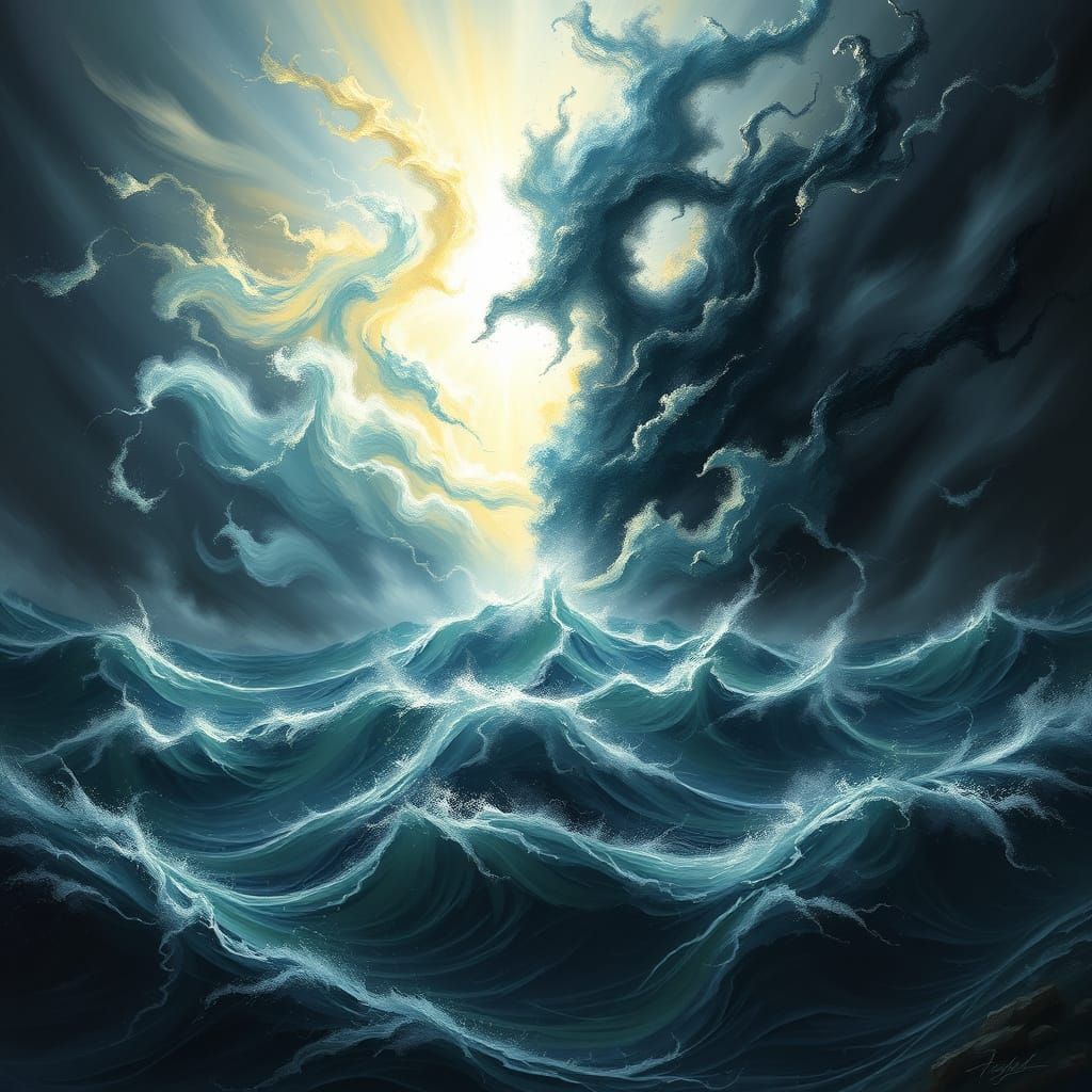 Elemental Forces Clash Over Turbulent Ocean