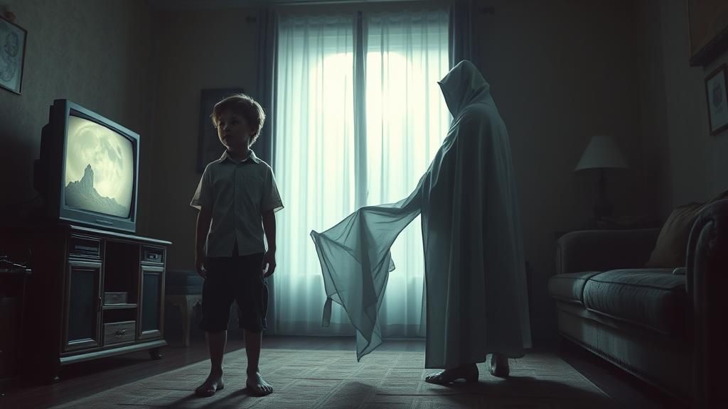 Eerie Encounter: Ghostly Figure Pulls Child to TV