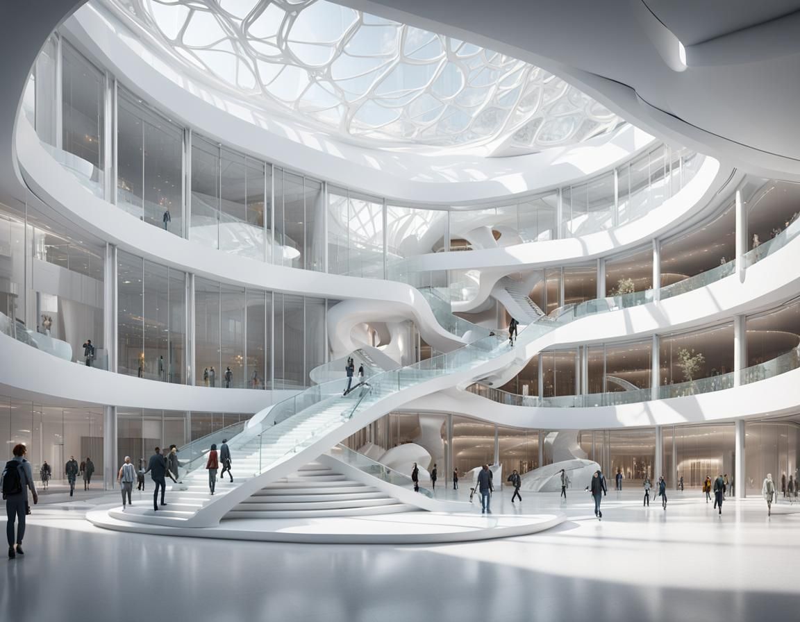 Contemporary White Museum with Organic Architecture