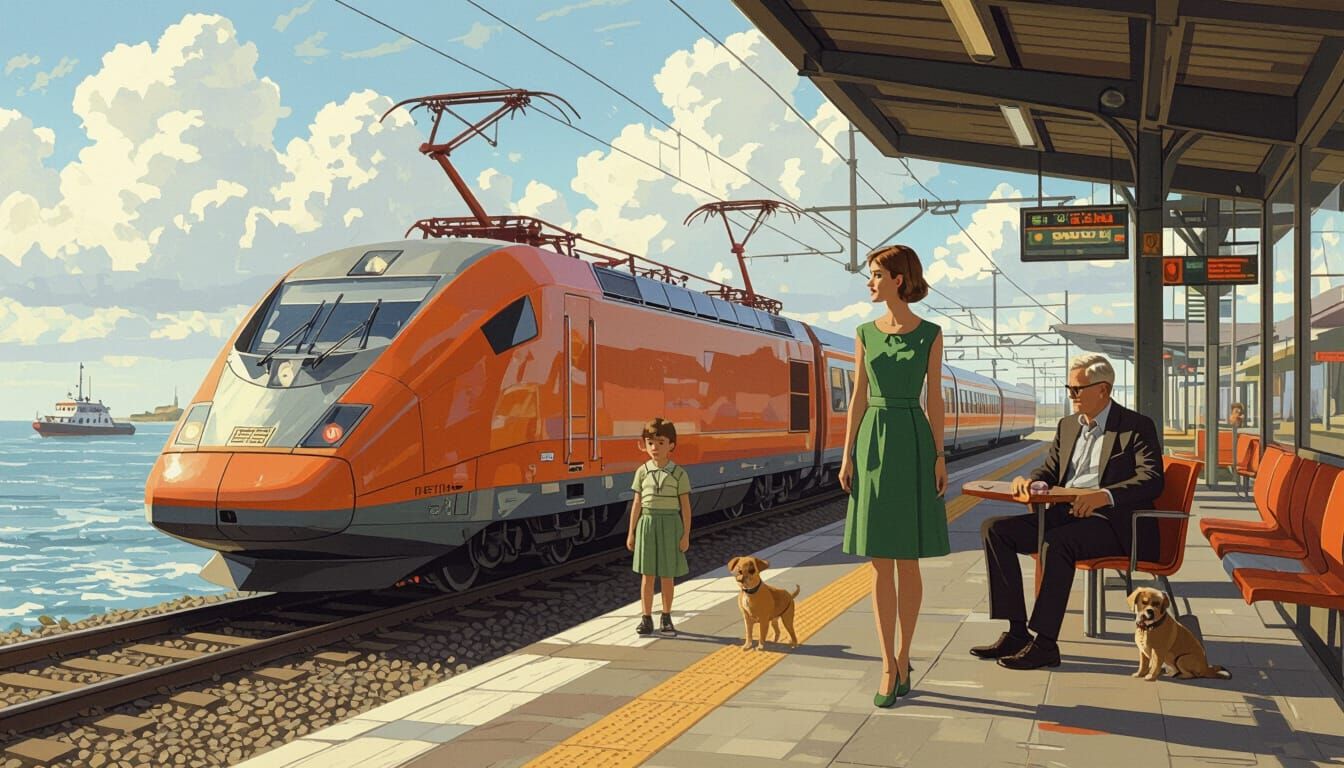 Modern Seaside Train Station in Detailed Style