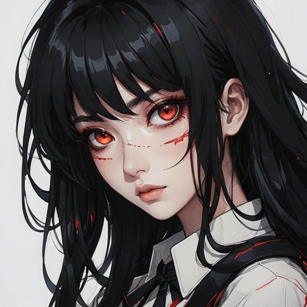 Anime Girl Portrait in Dark Fantasy Style