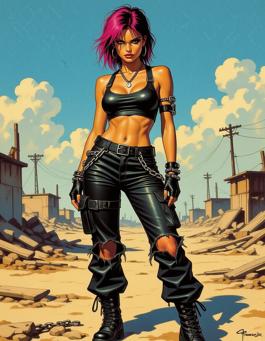 Post-Apocalyptic Woman in Comic Book Style