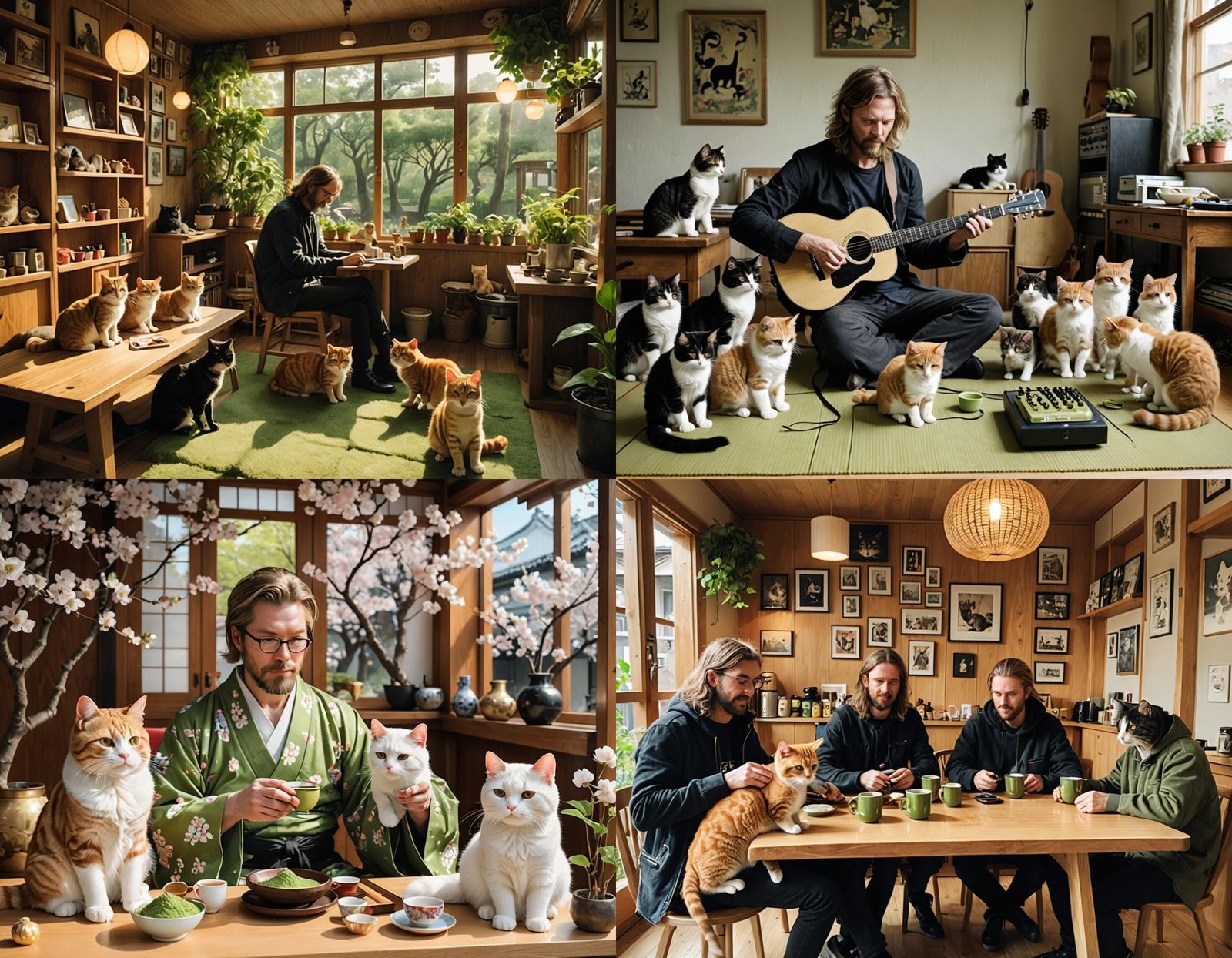 Opeth in Japanese Cat Cafe: Digital Art