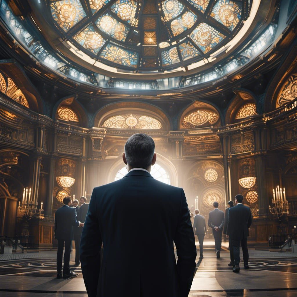 Ominous Politician Portrait in Dark Academia Style