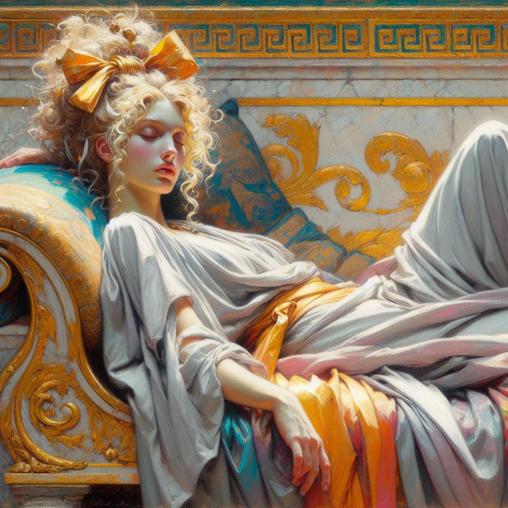 Aergia: Greek Goddess of Sloth in Impressionist Style