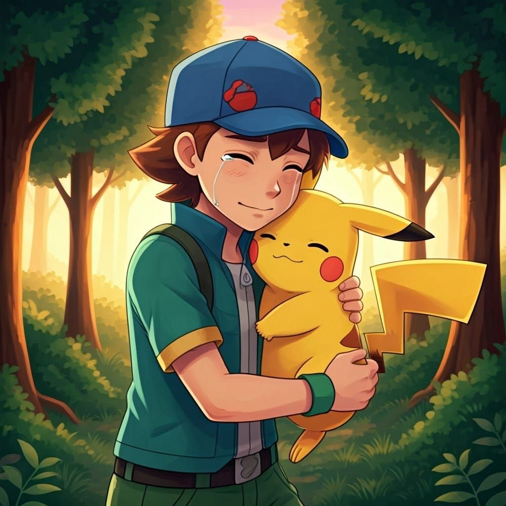 Pokémon Trainer Ritchie Comforted by Pikachu in Twilight For...