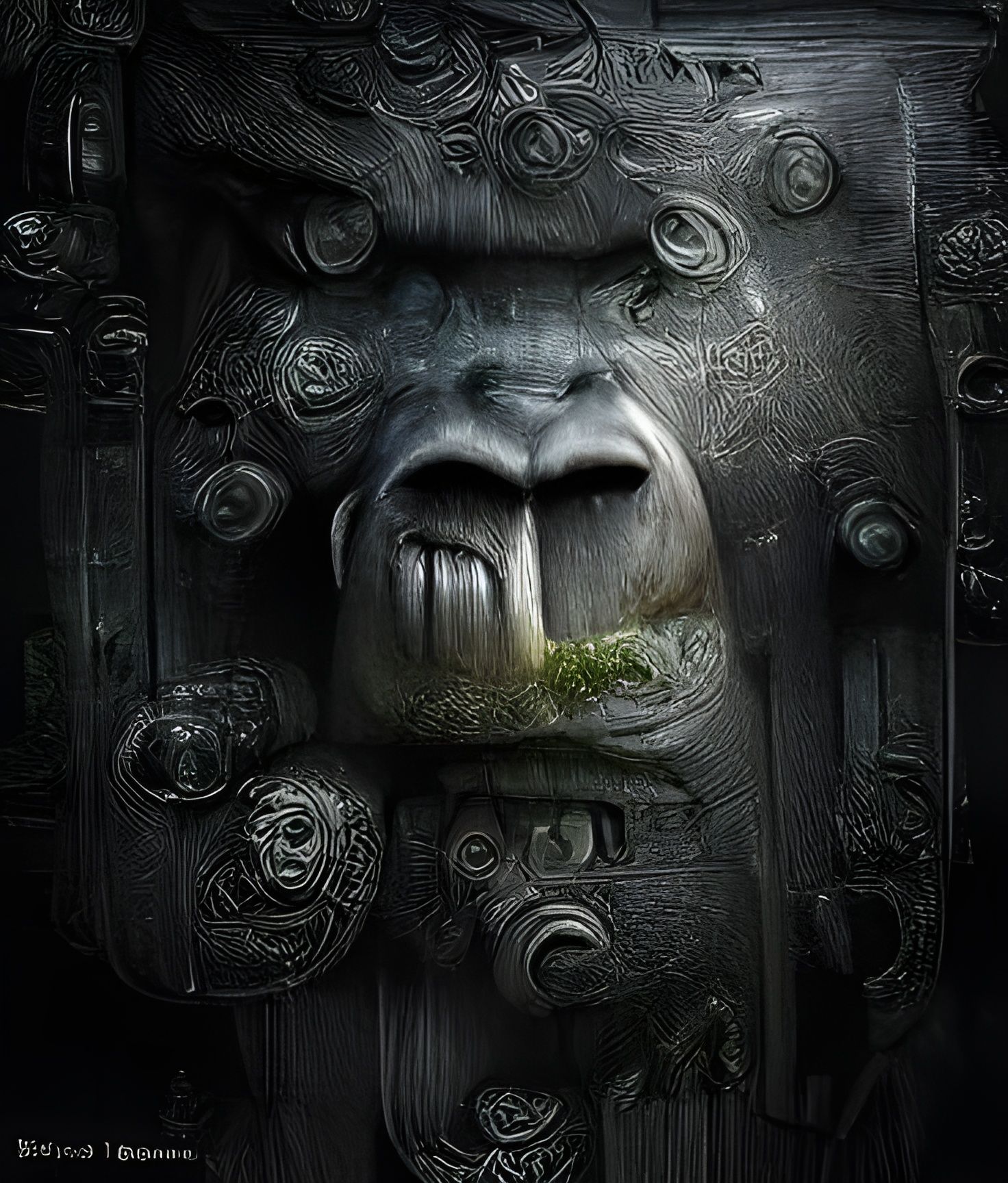King Kong Stone Face: Surreal Digital Art