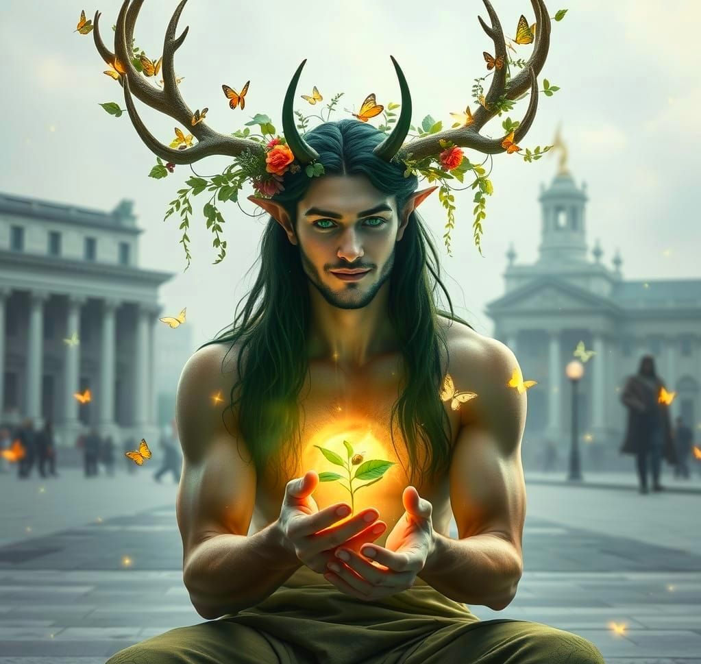 Mystical God of Nature Awakens in Trafalgar Square