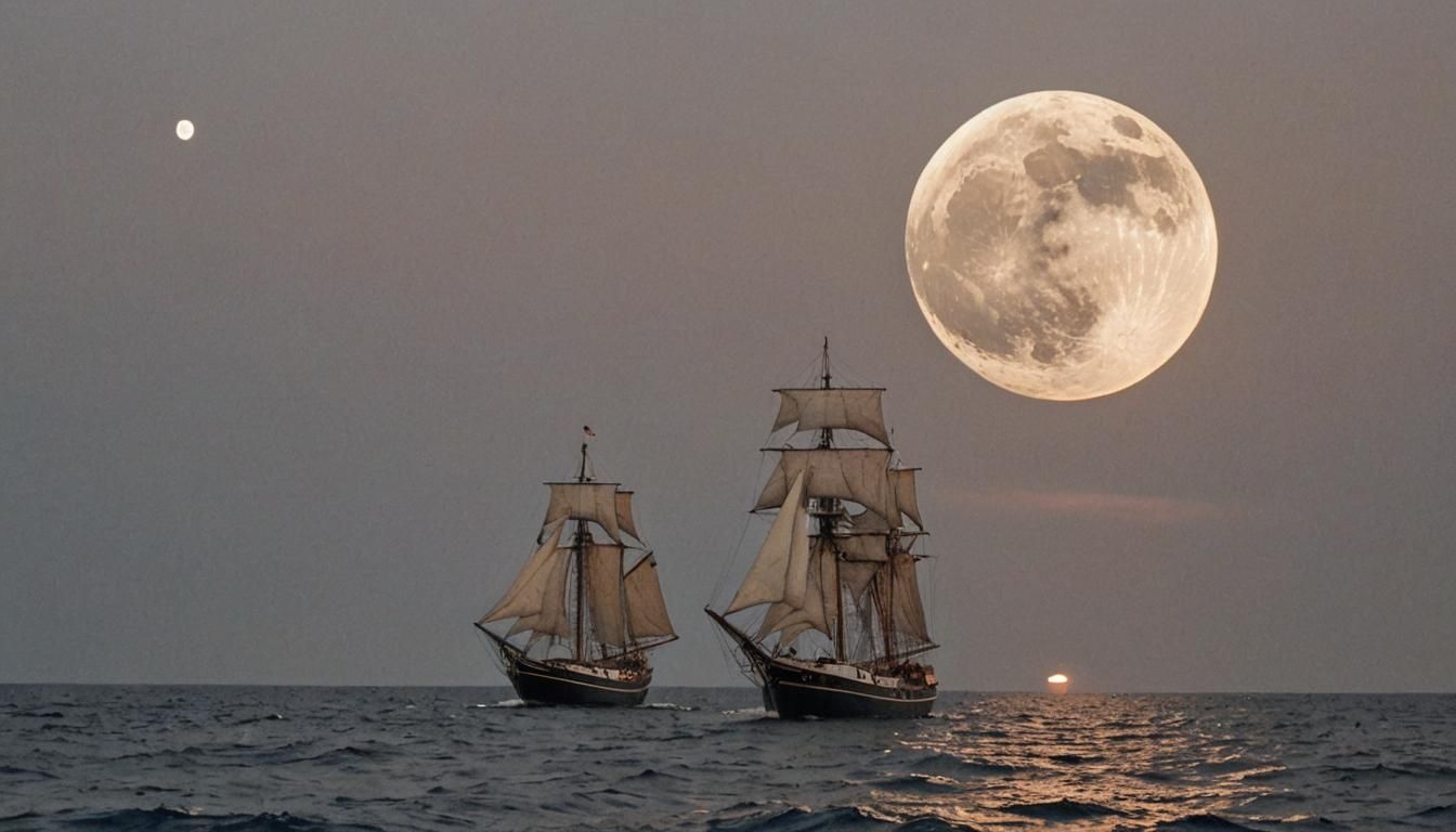 Ship Sails Ocean Using the Moon as Sail