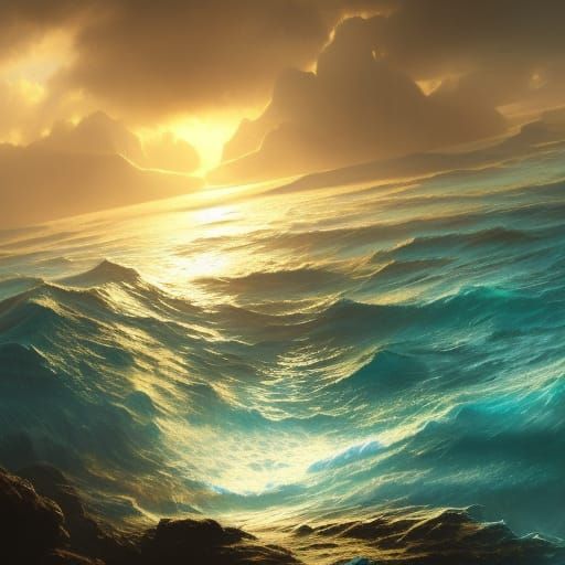 Turquoise Ocean: Gothic Romantic Victorian Masterpiece