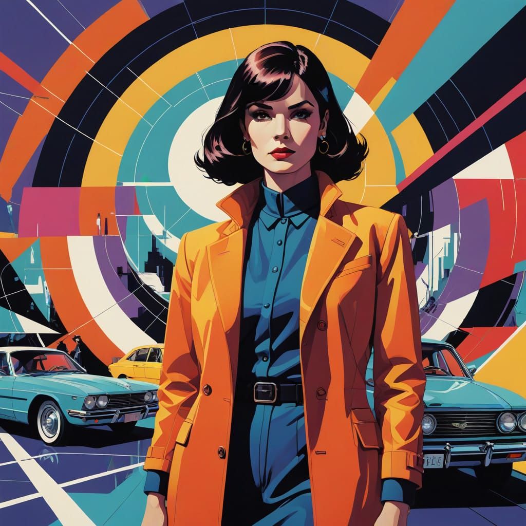 Modernist Headmistress of St. Trinian's in Bold Bauhaus-Insp...