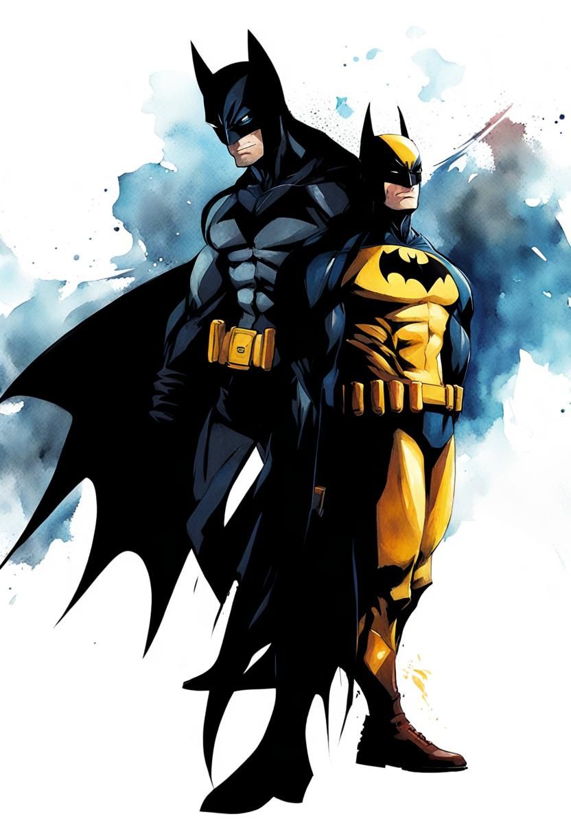 Wolverine and Batman in Anime Style