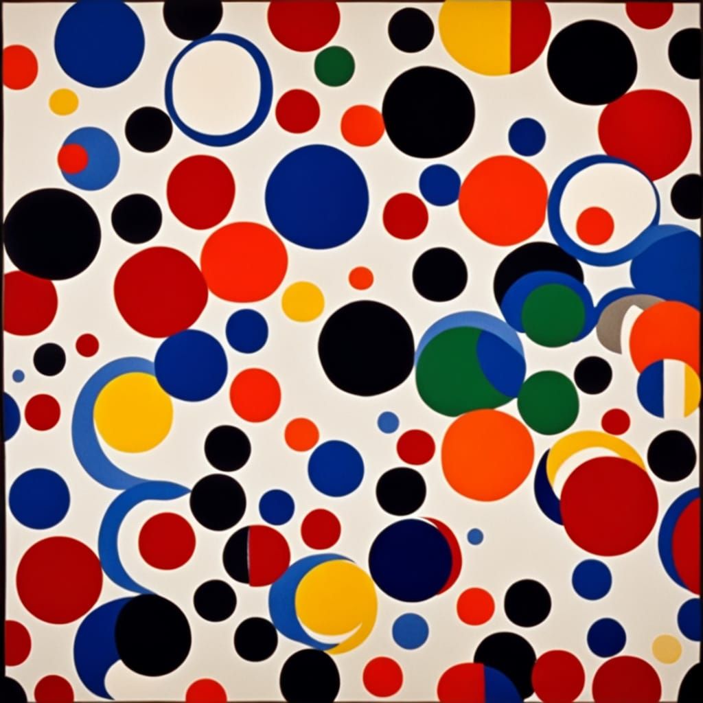 Abstract Polka Dot Composition in Geometric Style