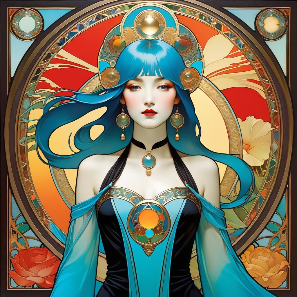 Surreal Art Nouveau Portrait of Magdalene