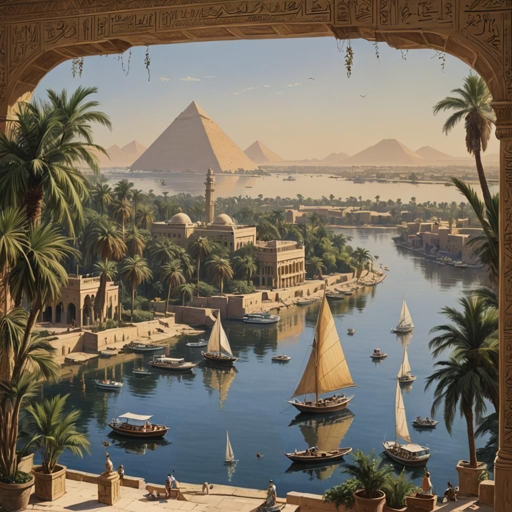 Photorealistic Feluccas on the Nile in Summer