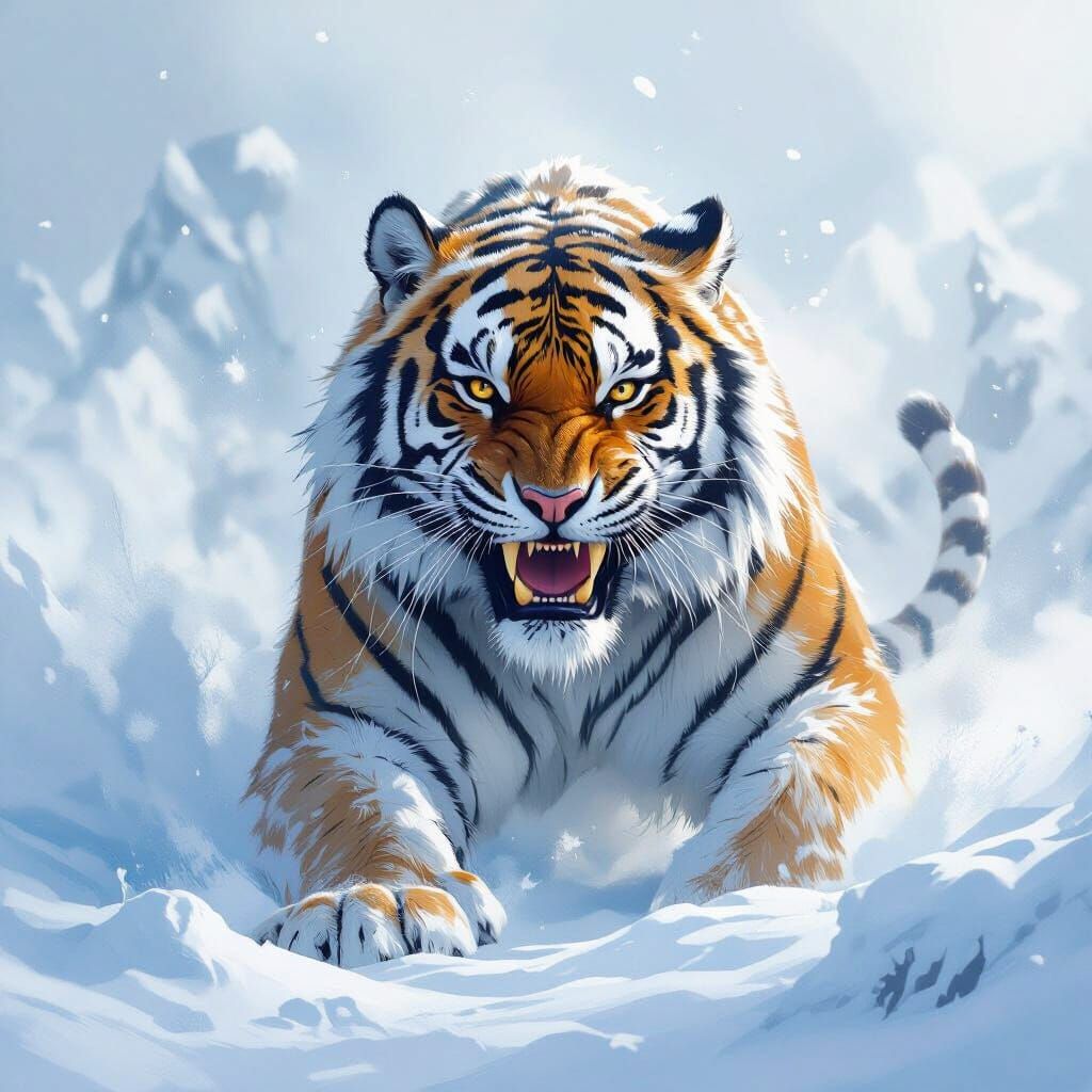 Majestic Ice Tiger in a Frosty Landscape