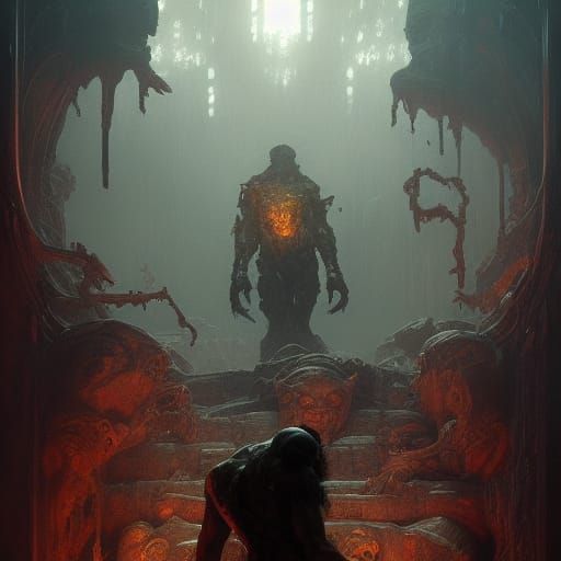 Hyperdetailed Flesh Golem in Dark Fantasy Style