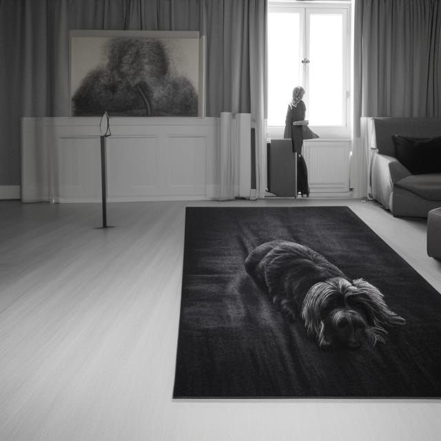 Gold Hyperdetailed Charcoal Drawing: Woman in Villa