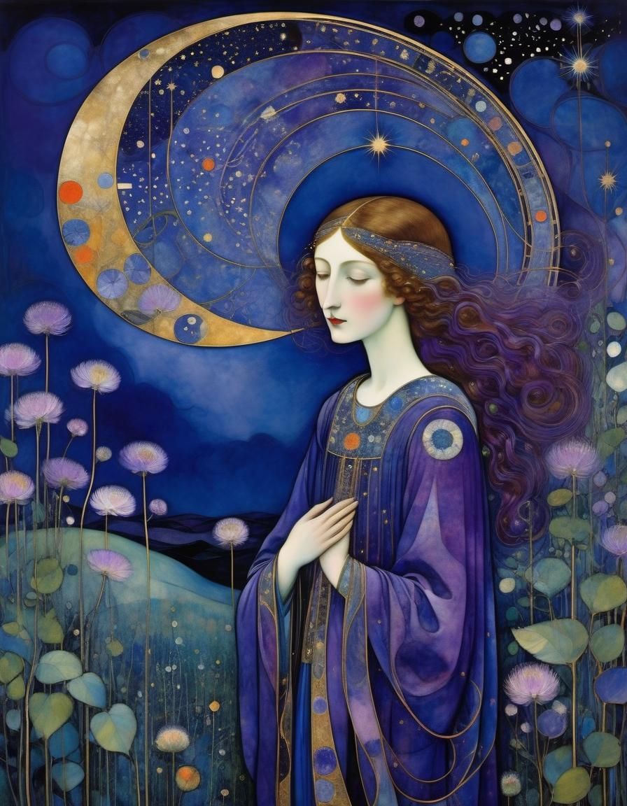 Violet-Infused Celestial Dreamscape in Deep, Rich Colors