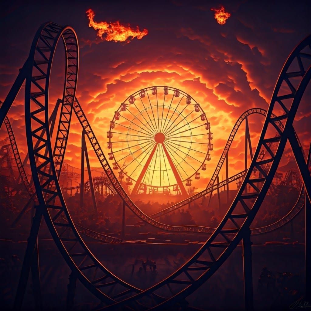 Infernal Theme Park in a Surreal Style