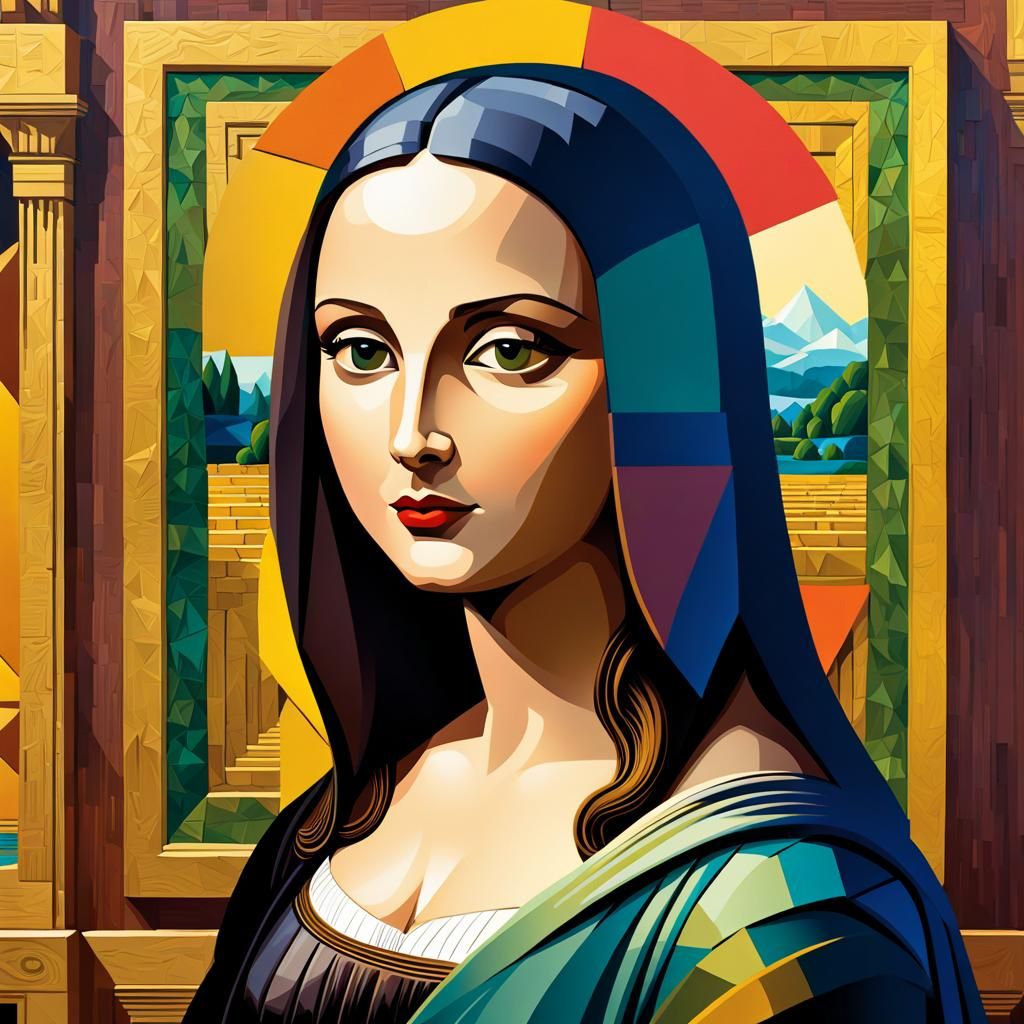Mona Lisa in Cubist Art Deco Style