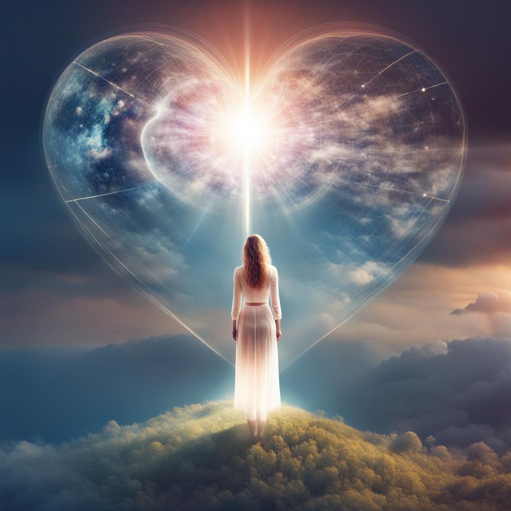 Surreal Goddess of Light in Double Exposure