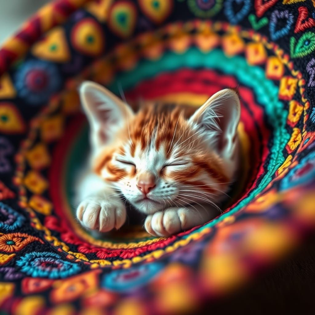 Kitten Nap in Sombrero: Professional Photography