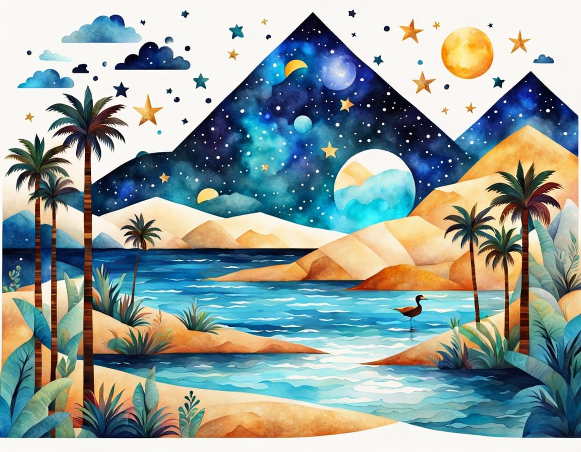 Surreal Egyptian Scarab Beetle Merging Landscapes