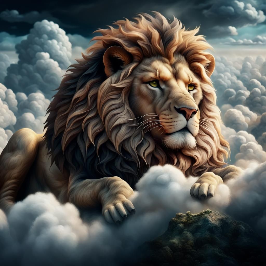 Lion Asleep on a Cloud: Digital Matte Painting