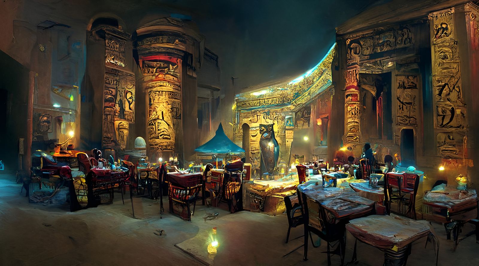 Egyptian Night Cafe: Detailed Concept Art