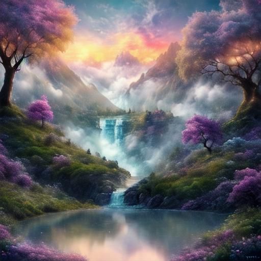 Mythical Fox in Four Seasons Landscape, 8K Art