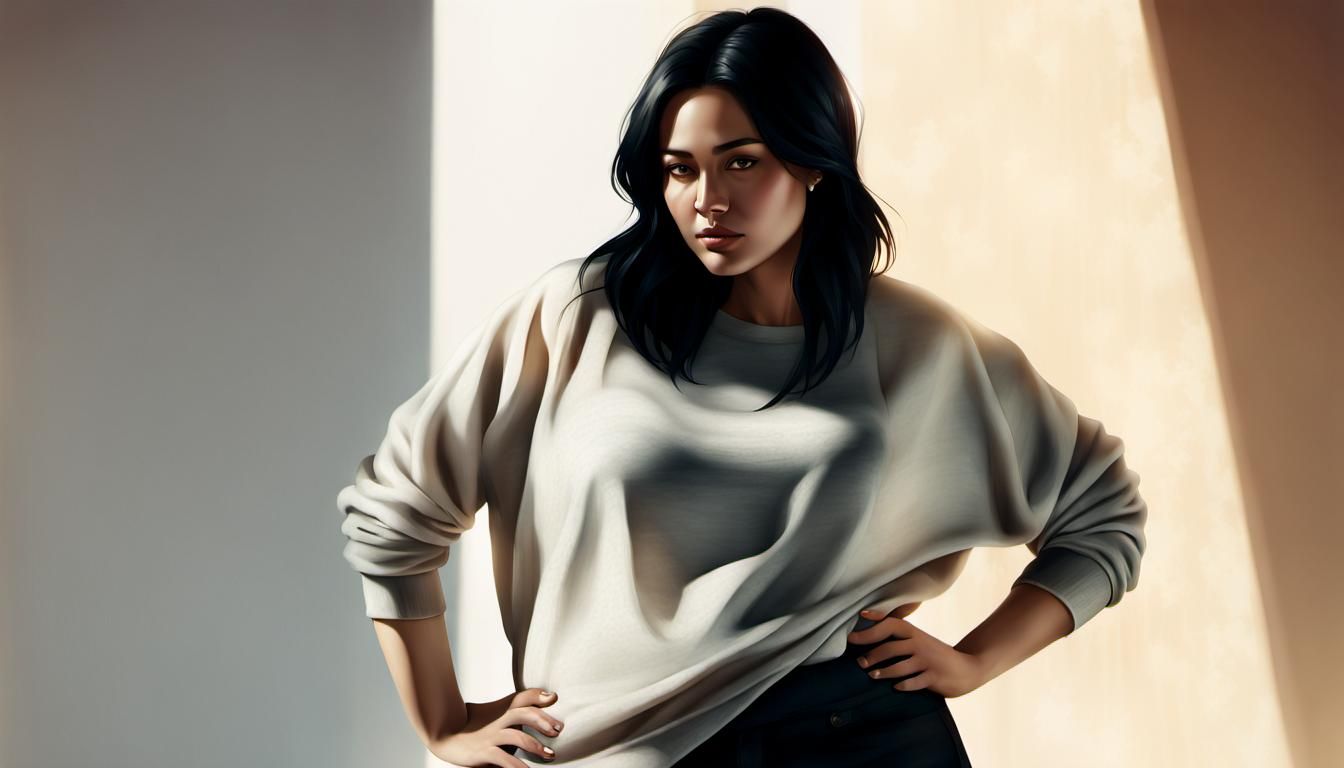 Realistic Portrait of Young Woman with Natural Curves