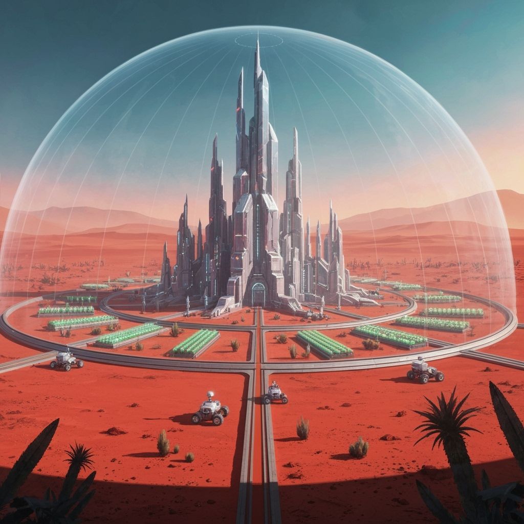 Martian Dome City with Crystalline Towers