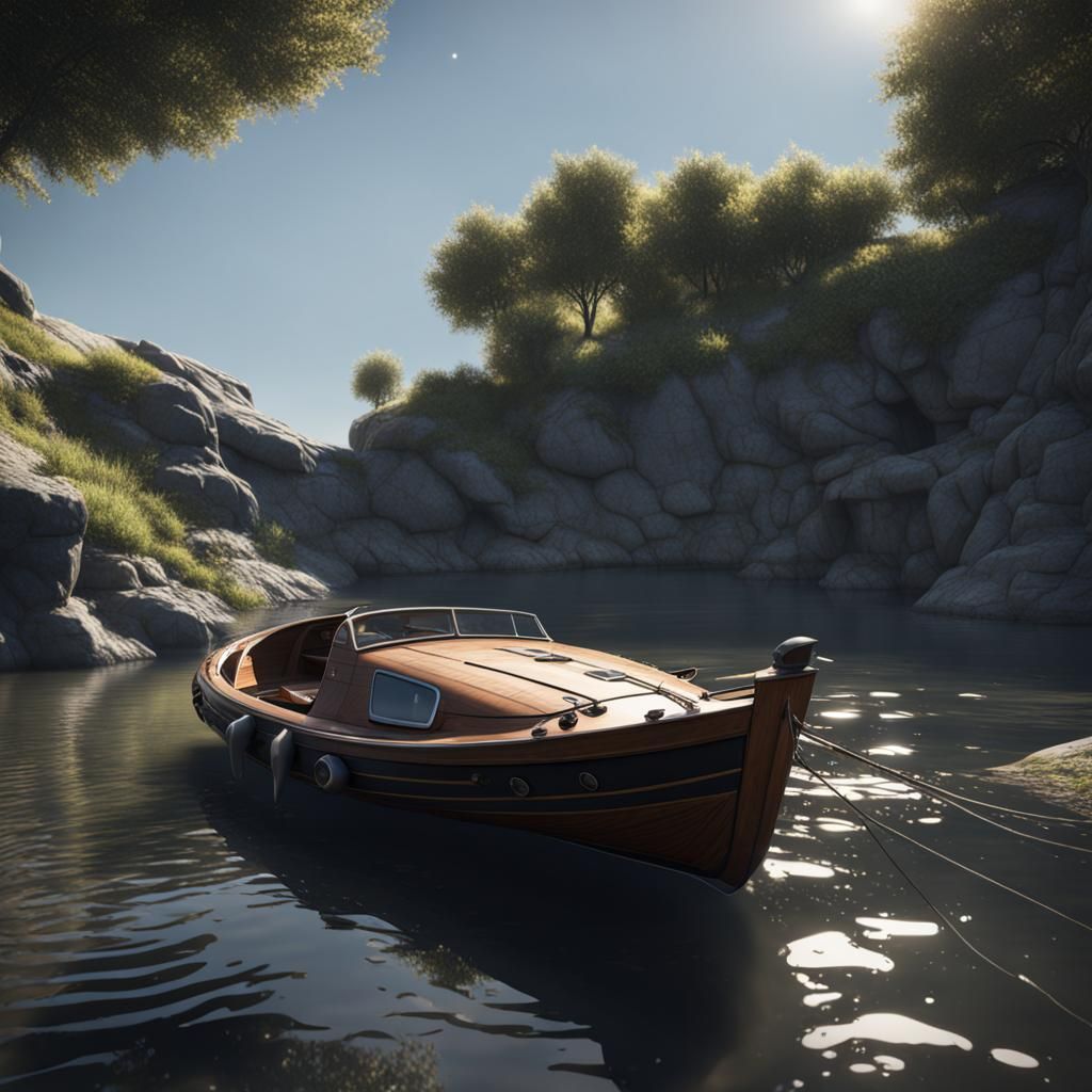 Futuristic Boat Car with 3D Shading